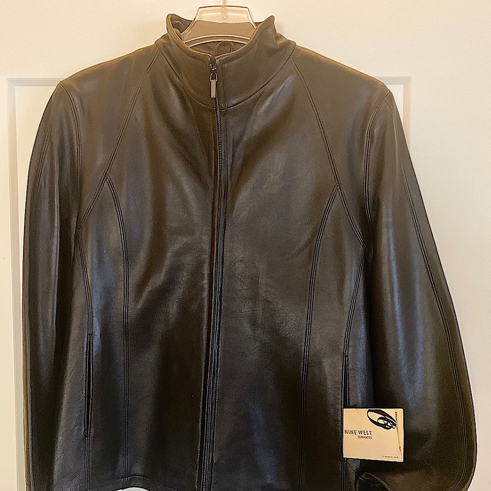 Nine West Ladies Black Leather Jacket. Size XXL